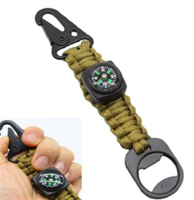 Mousqueton Boussole Décapsuleur Kaki