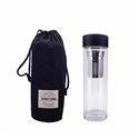 Glass Thermo Bottle with Tea Infuser - Black